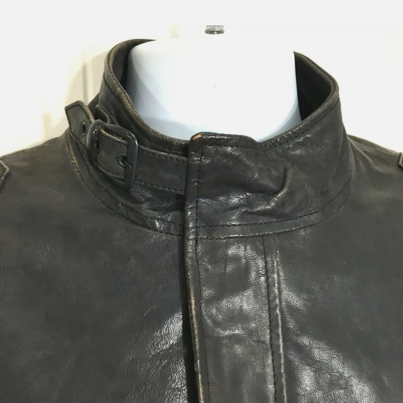 Men's French Connection Distressed Leather Jacket - Picture 2 of 10